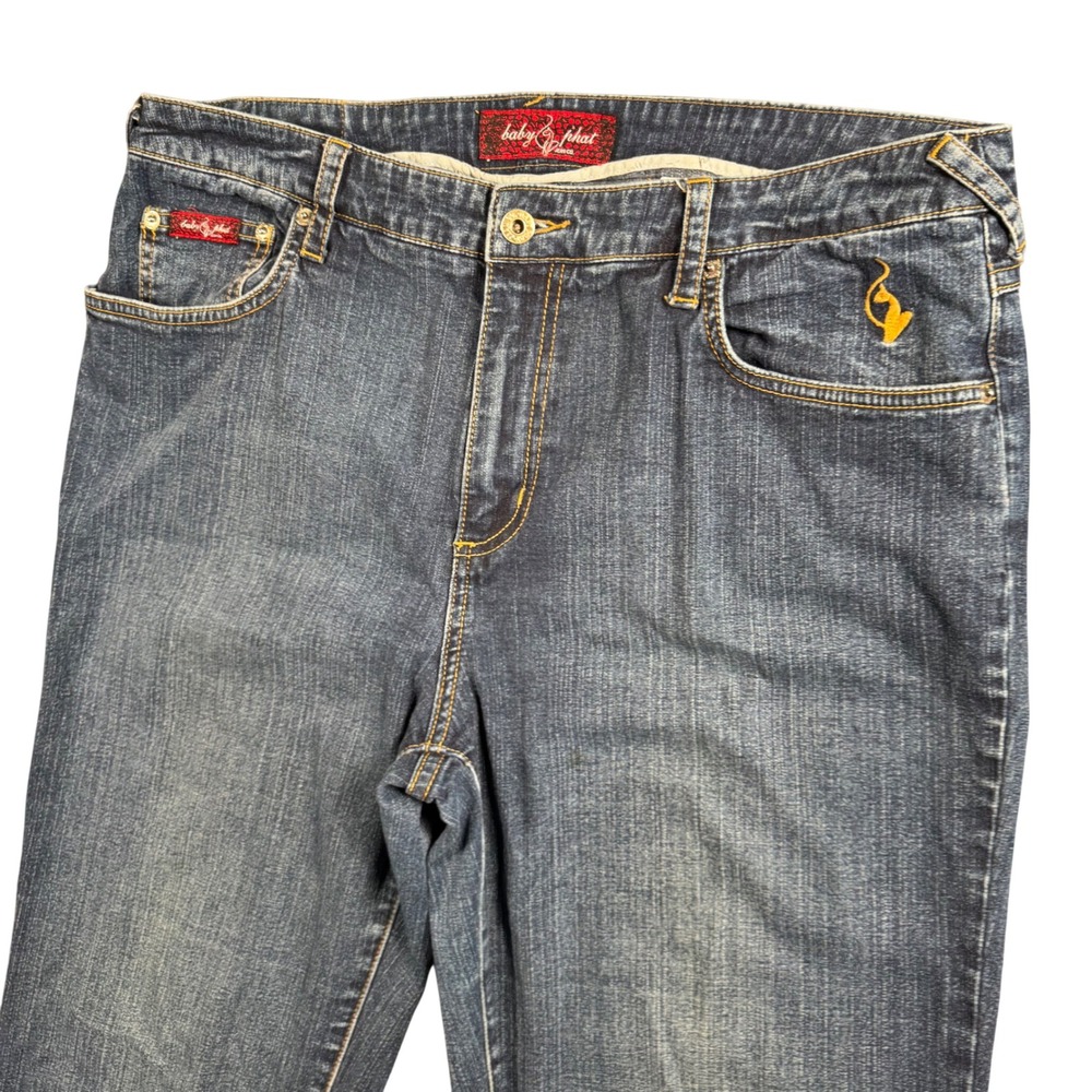 Baby Phat Jeans Womens 18 Y2K Baddie Bootcut‎ Gold Logo Streetwear - Picture 8 of 14